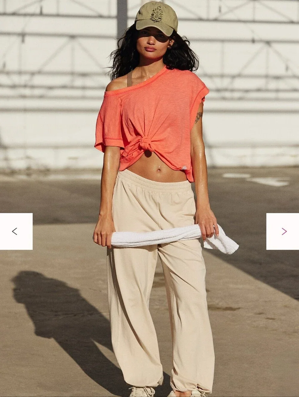 NWT Free People Movement My Time tee Neon coral